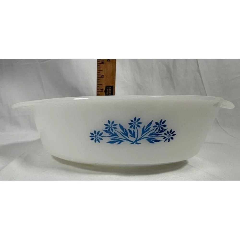 Vintage Anchor Hocking Fire King 436 Blue‎ Cornflower Oval Dish Casserole 1.5 qt